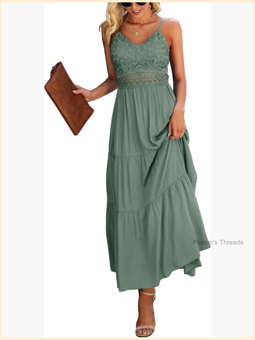 Crochet Lace Maxi Dress Spaghetti Strap Summer Vacation Long Dress